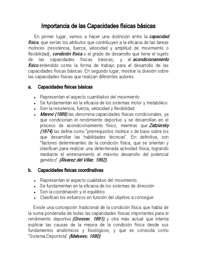 Importancia de Capacidades Físicas Básicas | PDF | Resistencia | Ácido ...