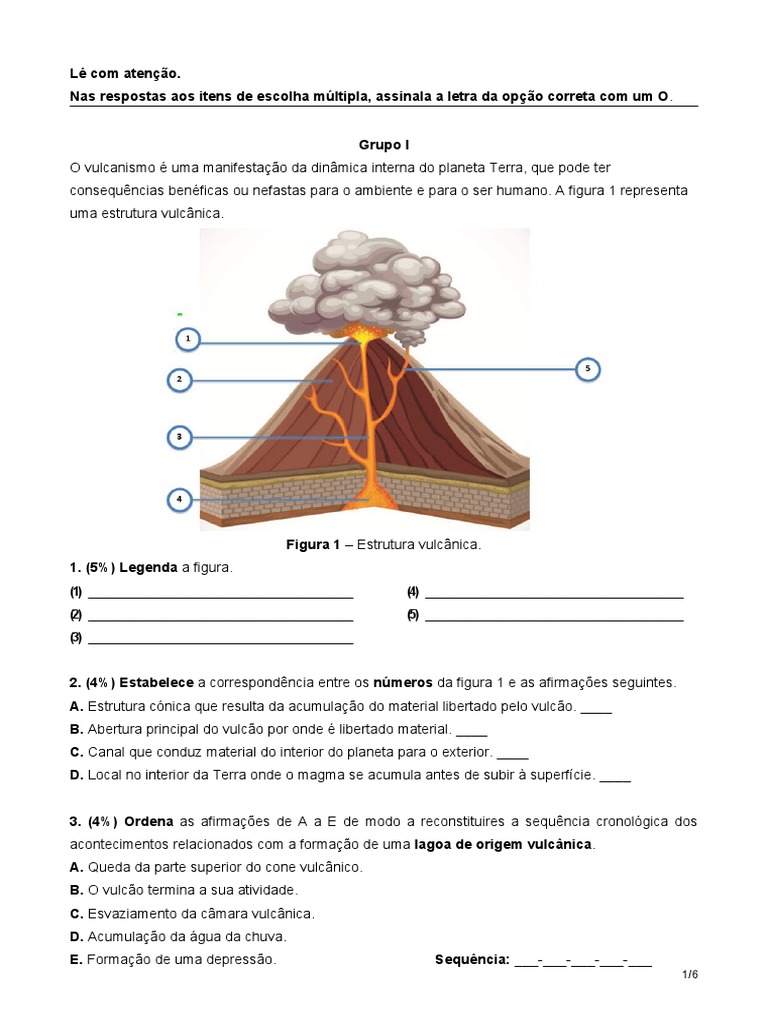 Atividades sobre Vulcões para o Ensino Fundamental | PDF | Vulcão ...