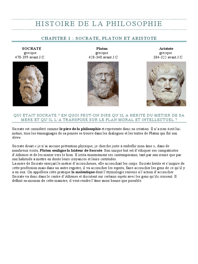 Socrate, Platon et Aristote : Fondements de la Philosophie | PDF ...