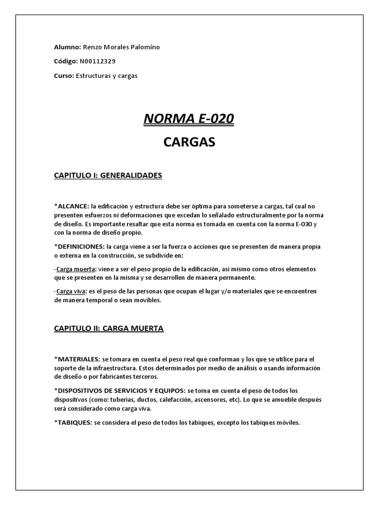Norma E-020: Cargas en Estructuras | PDF | Hormigón | Herida