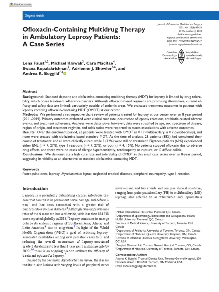 OfloxacinContaining Multidrug Therapy in Ambulatory Leprosy Patients