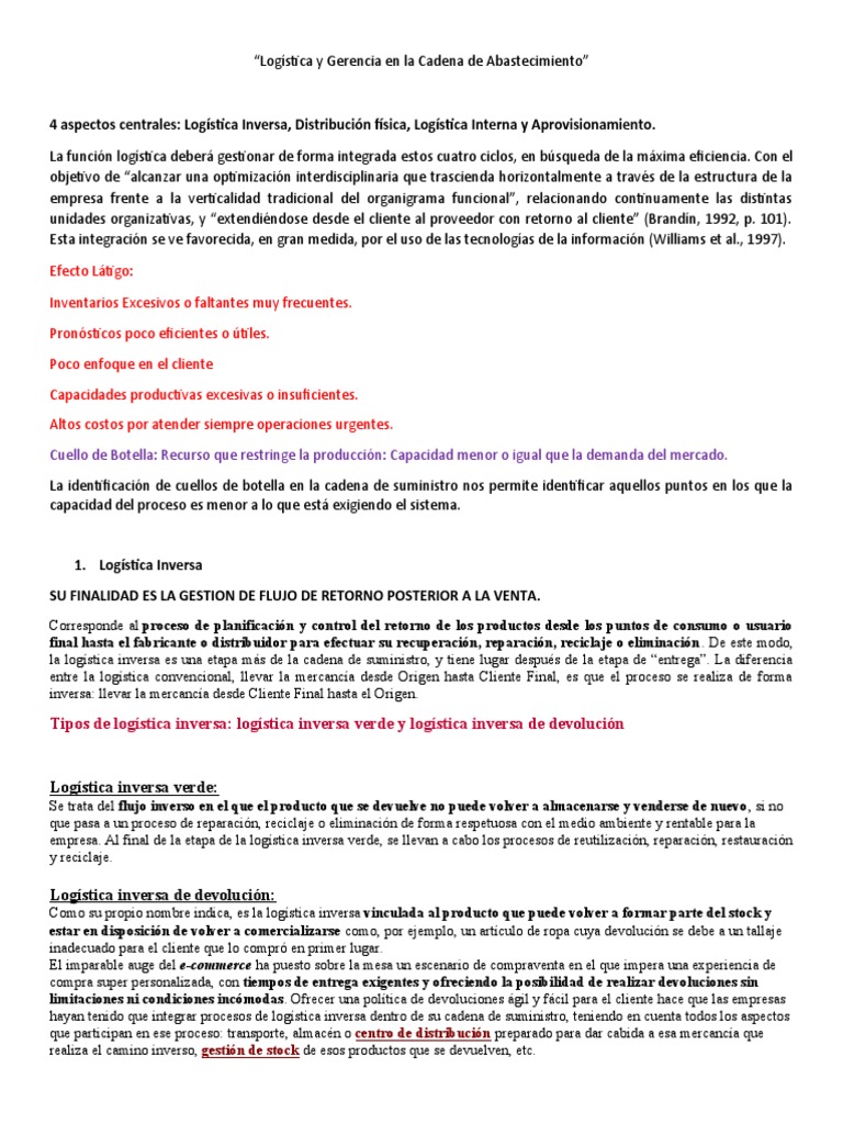 Logística y Gerencia en La Cadena de Abastecimiento | PDF | Logística ...