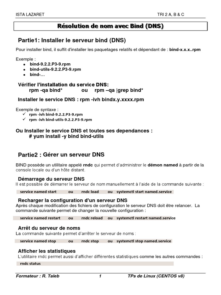 Installation et Configuration de BIND DNS | PDF | Système de noms de ...