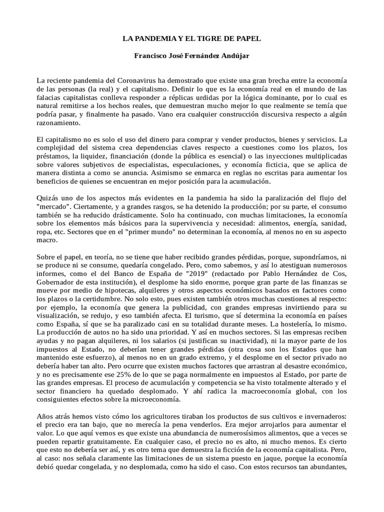 Impacto de la Pandemia en la Economía Real | PDF | Capitalismo ...