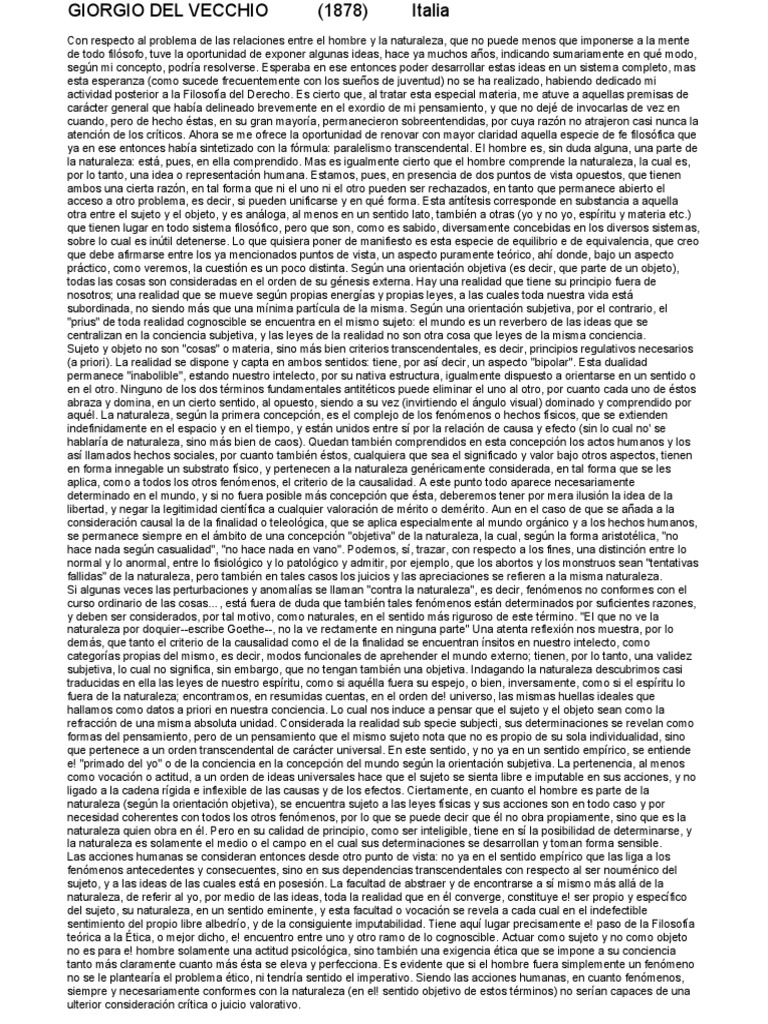 1878 Vecchio, Giorgio Del | PDF | Esencia | Realidad