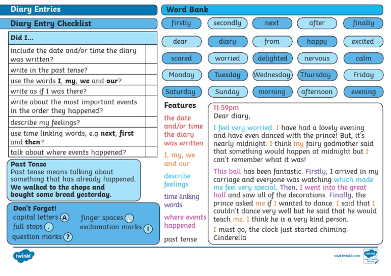 T e 2552892 ks1 Writing Diary Entries Knowledge Organiser Ver 1 PDF