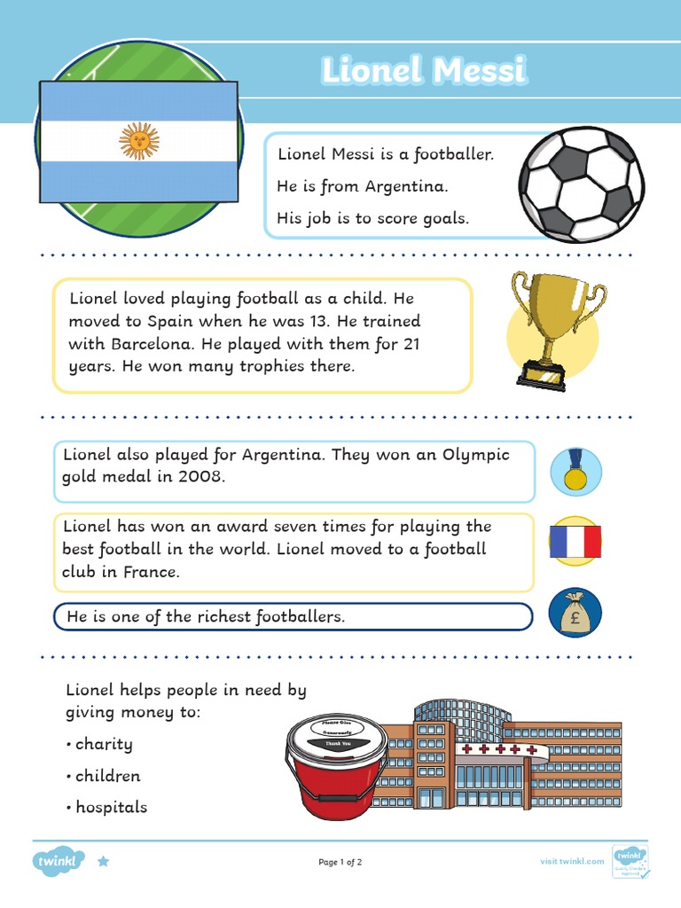 Lionel Messi: A Biography for Kids | PDF | Lionel Messi | Fc Barcelona