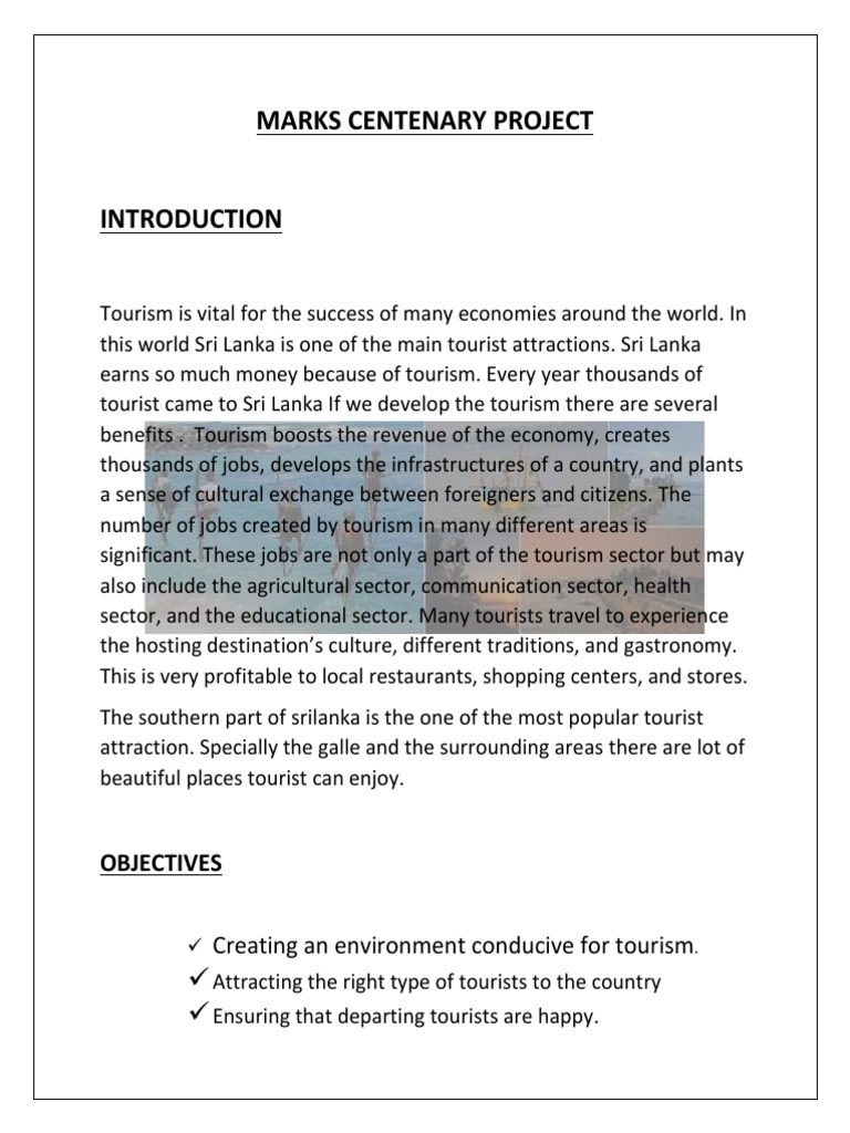 Project Proposal New 2 | PDF | Tourism | Economies
