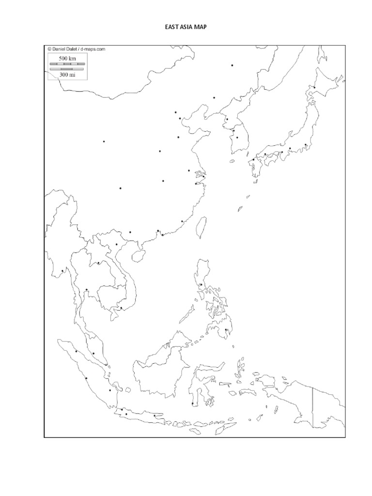 East Asia Blank Outline Map  PDF