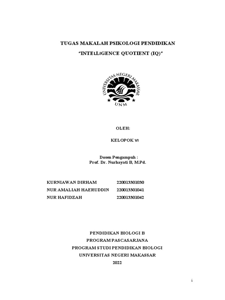 Definisi dan Teori Intelligence Quotient | PDF
