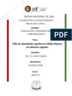 Taller de Estimulación Cognitiva en Adultos Mayores Con Deterioro Cognitivo QUE SI VALE