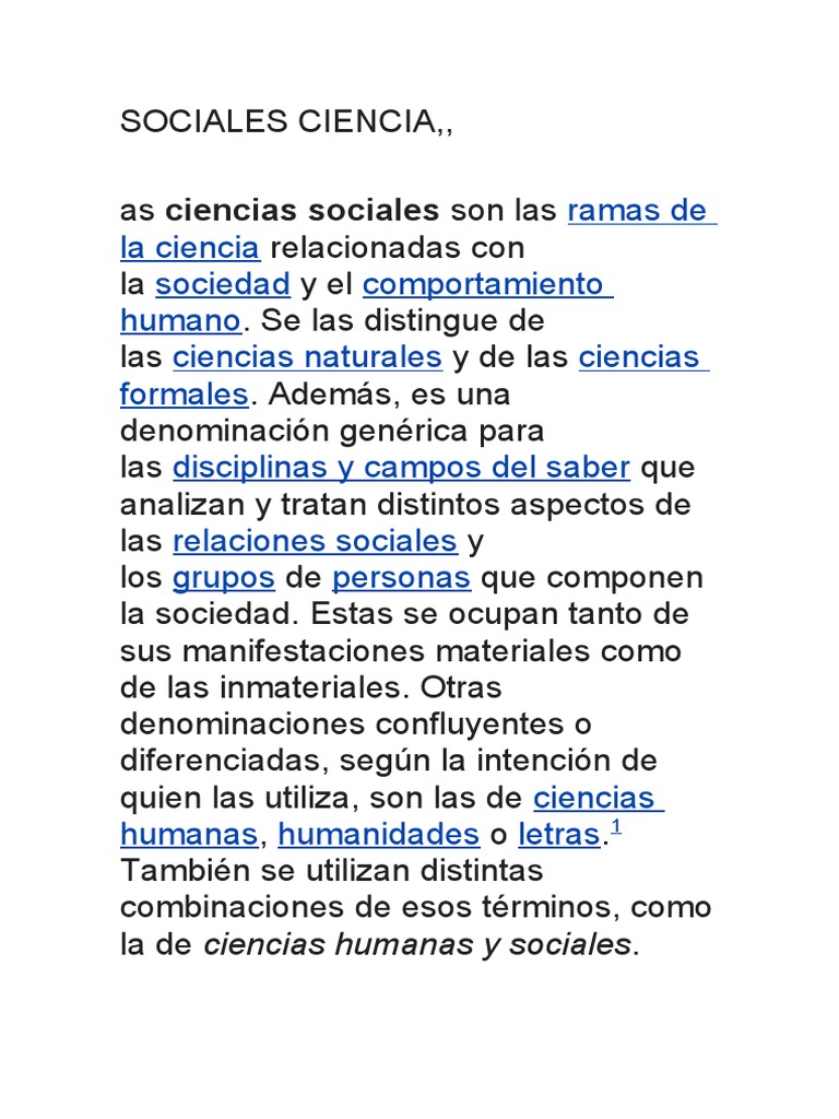 Ciencias Sociales: Estudio del Comportamiento Humano | PDF | Ciencias ...