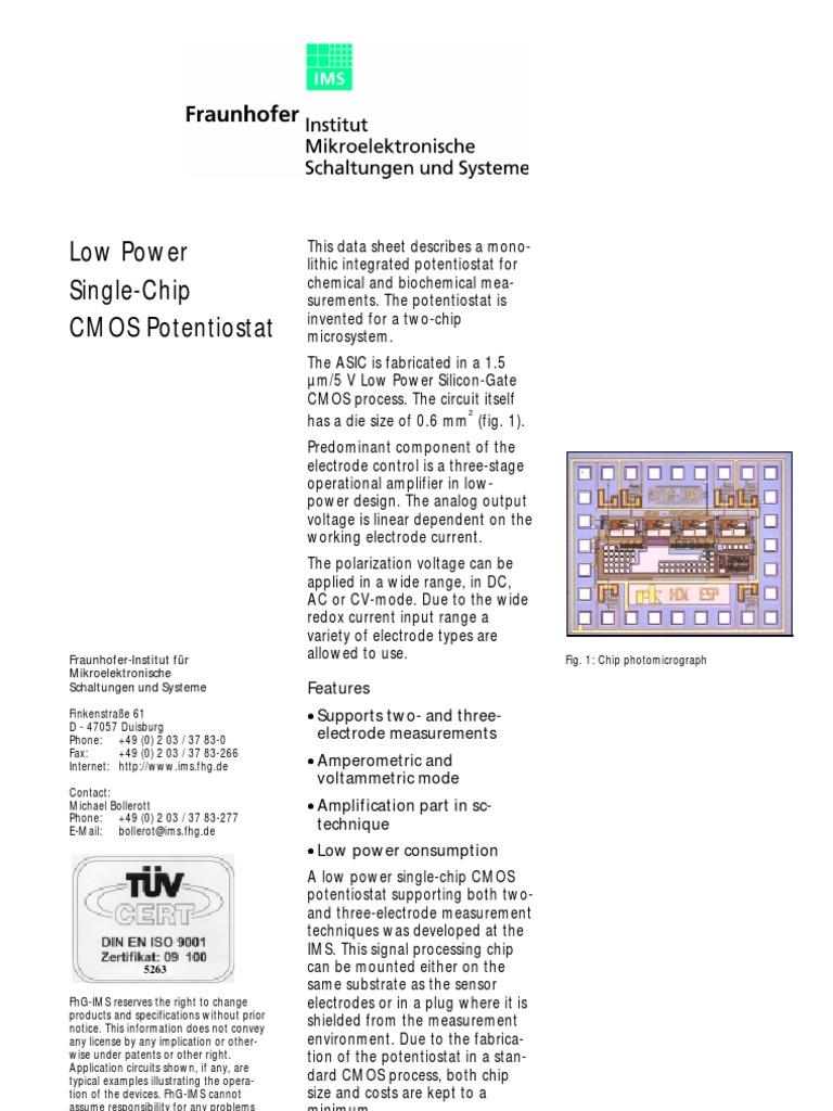 Low Power CMOS Potentiostat Design | PDF | Amplifier | Integrated Circuit