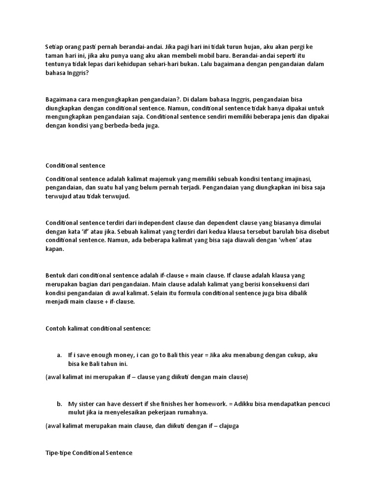 Panduan Lengkap Conditional Sentences | PDF | Seni & Disiplin Bahasa
