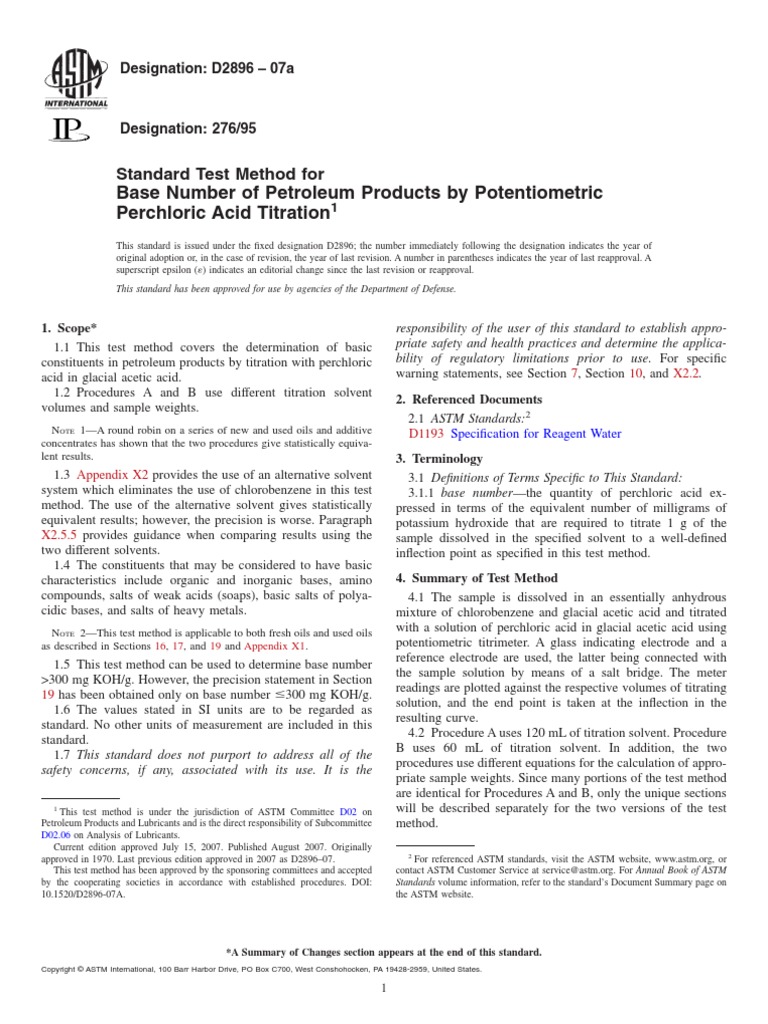 Astm 2896 | PDF | Titration | Chemistry