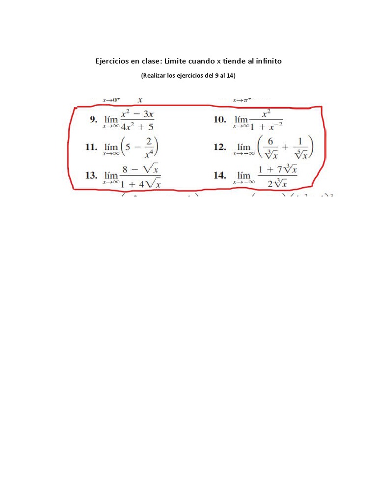 Ejercicios en Clase - Limites Al Infinito | PDF