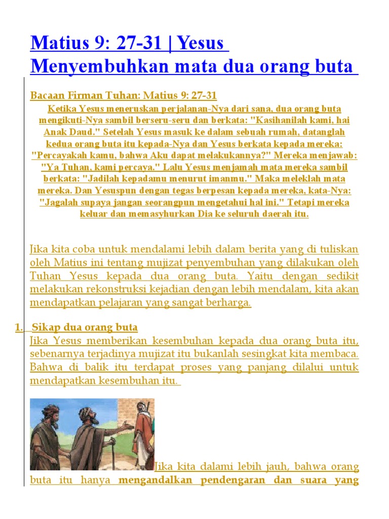 Iman dalam Penyembuhan Dua Buta | PDF | Agama & Spiritualitas