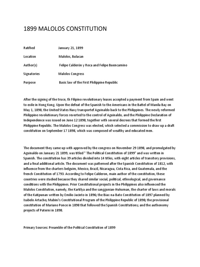 1899 MALOLOS CO-WPS Office | PDF | Legal Documents | Philippines