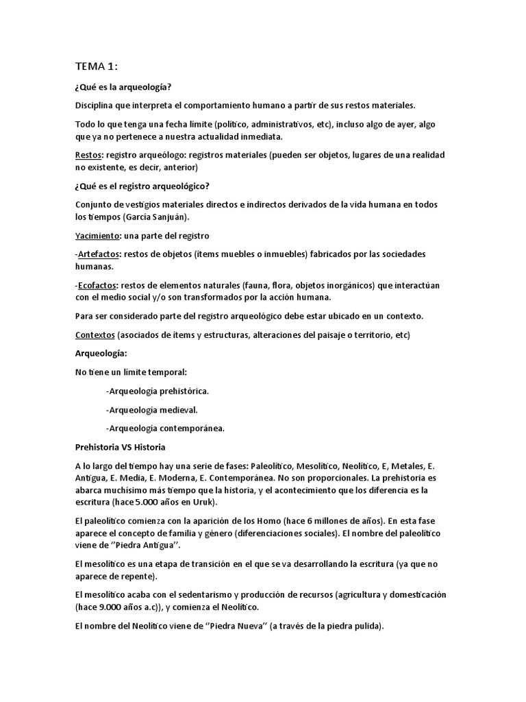 Tema 1 Pdf Arqueología Sociedad