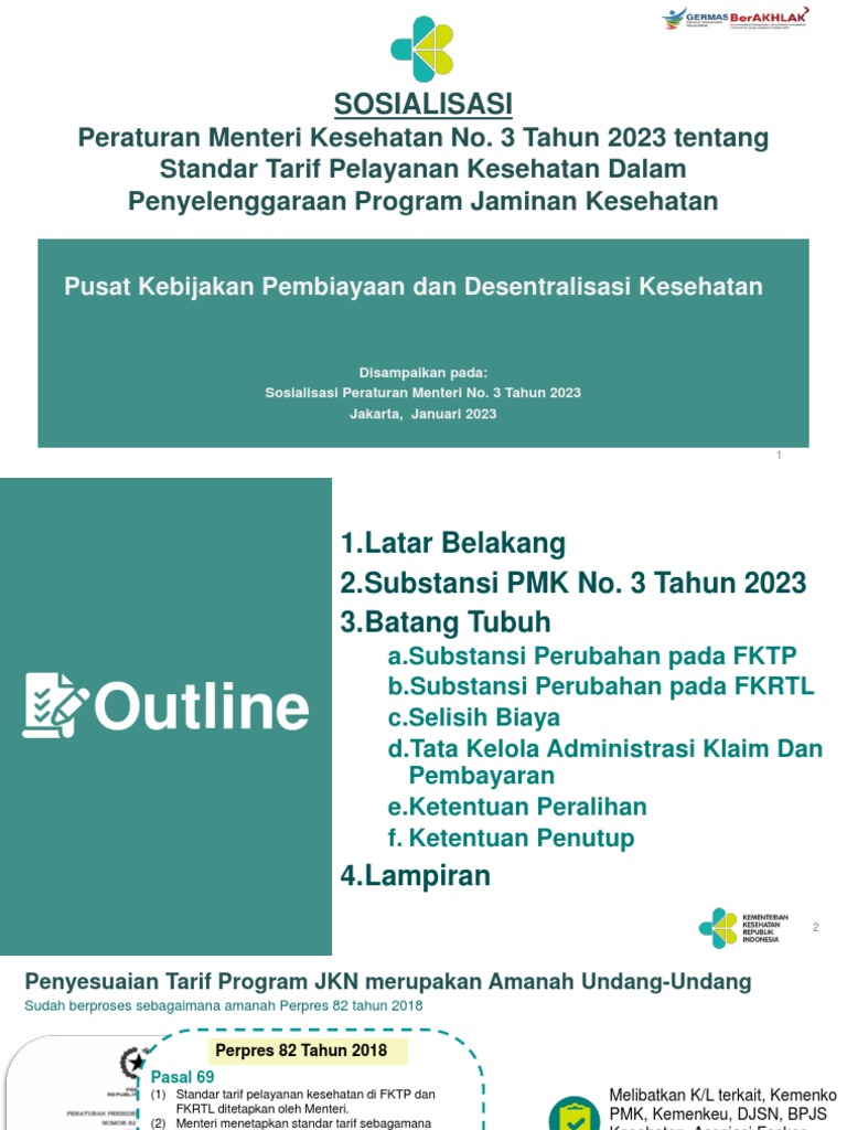 V8 Sosialisasi Permenkes 3 Tahun 2023 Tentang Standar Tarif Program | PDF