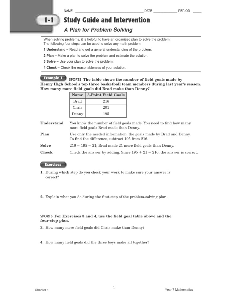 Problem Solving Study Guide for Math | PDF