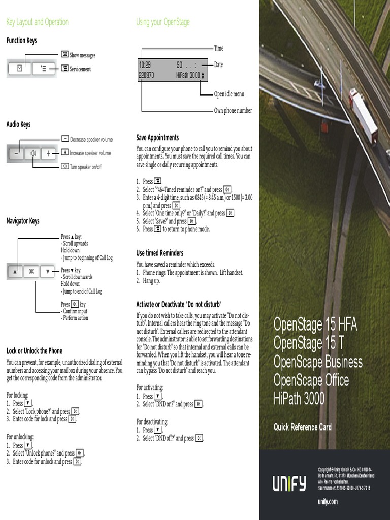Quick Reference Card OpenStage 15 HFA HP3 | PDF | Telephone | Voicemail
