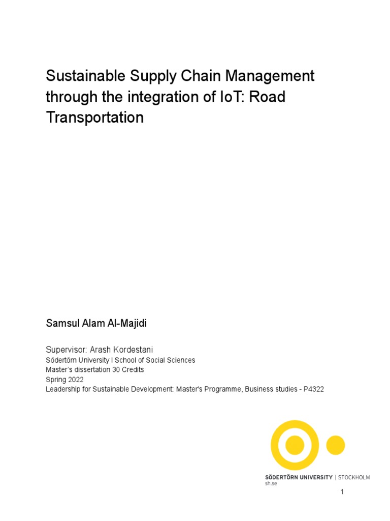 Sustainable Supply Chain Management Through The Integration of IoT Road ...