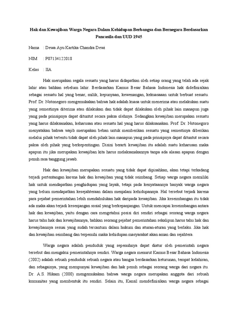 Pemenuhan Hak dan Kewajiban Warga Negara Sesuai Sila Keempat Pancasila