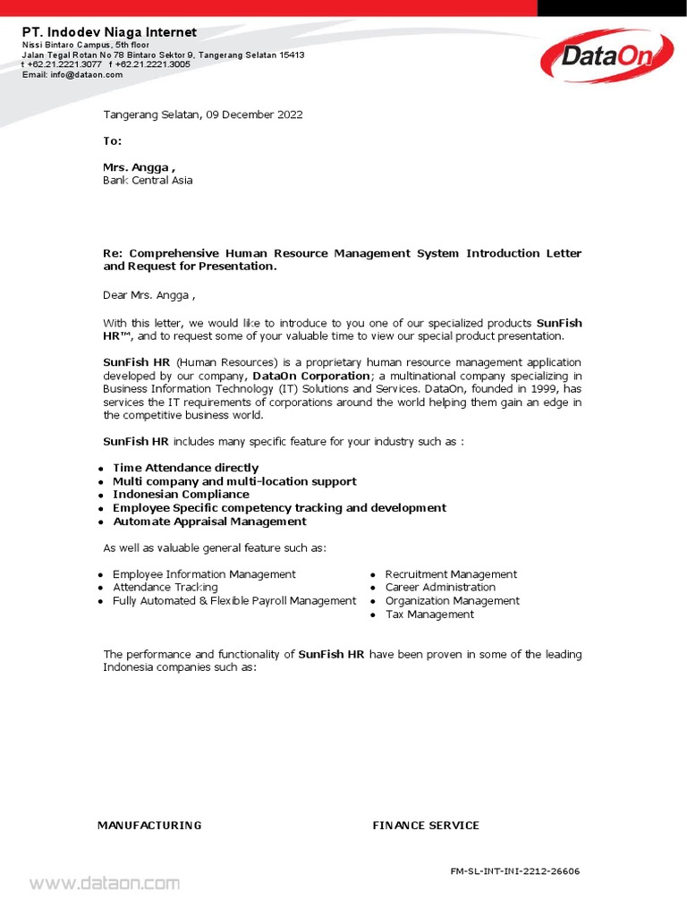 Intro Letter - Bank Central Asia | PDF | Business | Economies