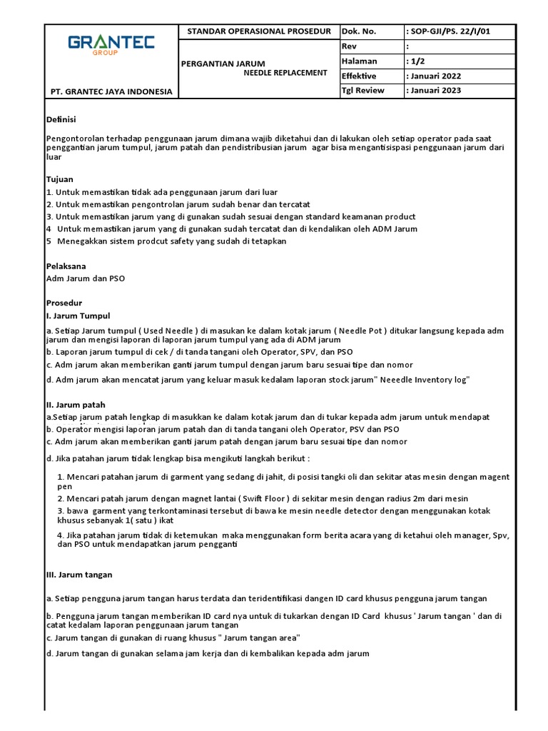 Sop Product Safety PDF