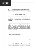 Philippine Long Distance Telephone Company, Inc. vs. City of Davao 363 SCRA 522