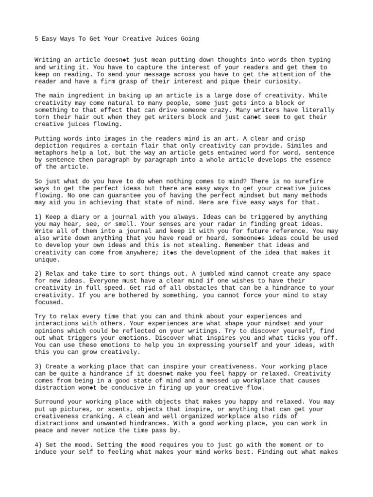 5 Easy Ways To Get Your Creative Juices Flowing PDF