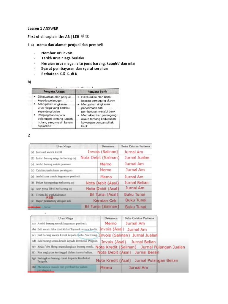 Lesson 1 ANSWER | PDF