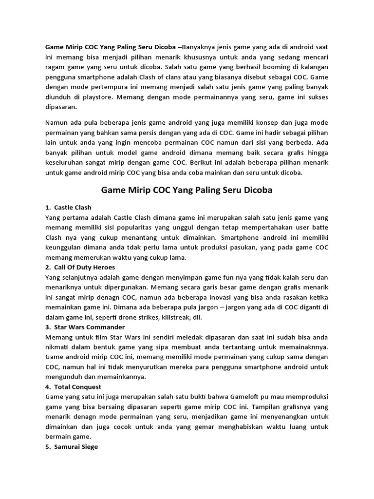 Game Mirip COC Yang Paling Seru Dicoba PDF