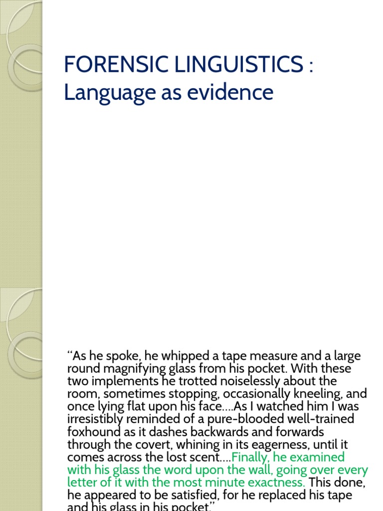 Forensic Linguistics: Language as Evidence | PDF | Linguistics | Cognition