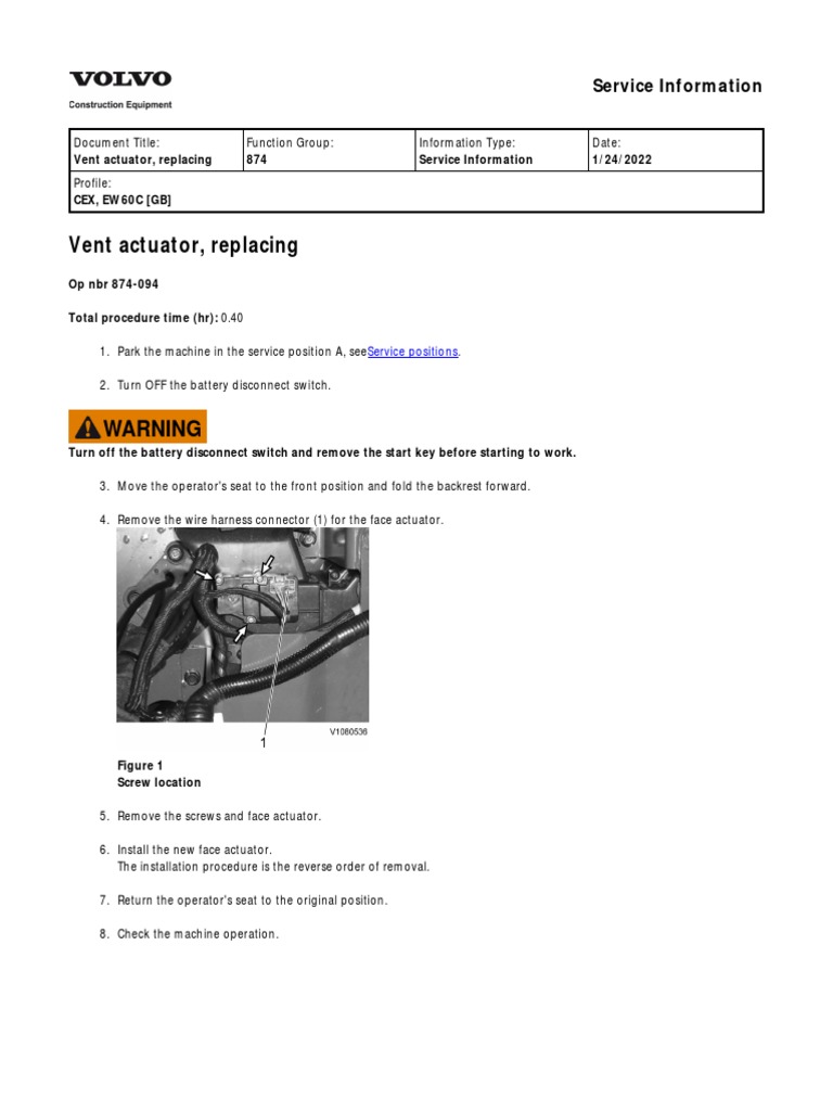 EW60C Vent Actuator, Replacing PDF