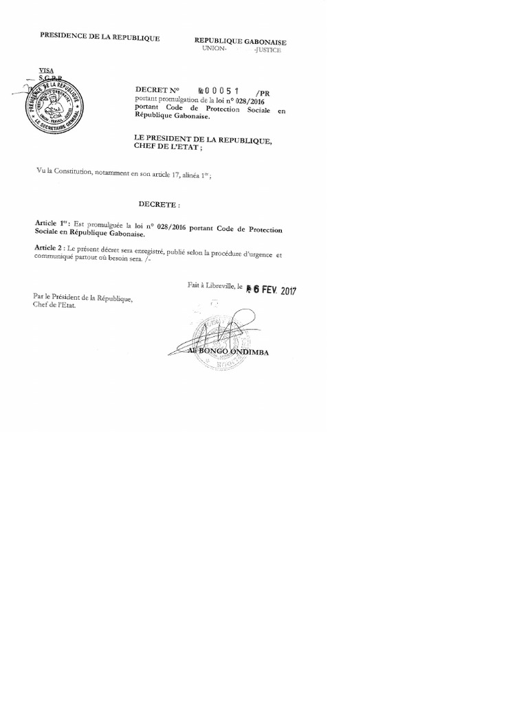 1 - Loi N° 028 - 2016 Portant Code Protection Sociale | PDF