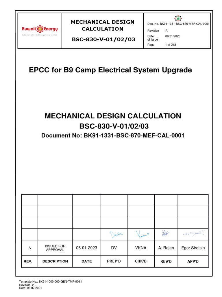 BK911331BSC870MEFCAL0001 A Mechanical Design Calculation For