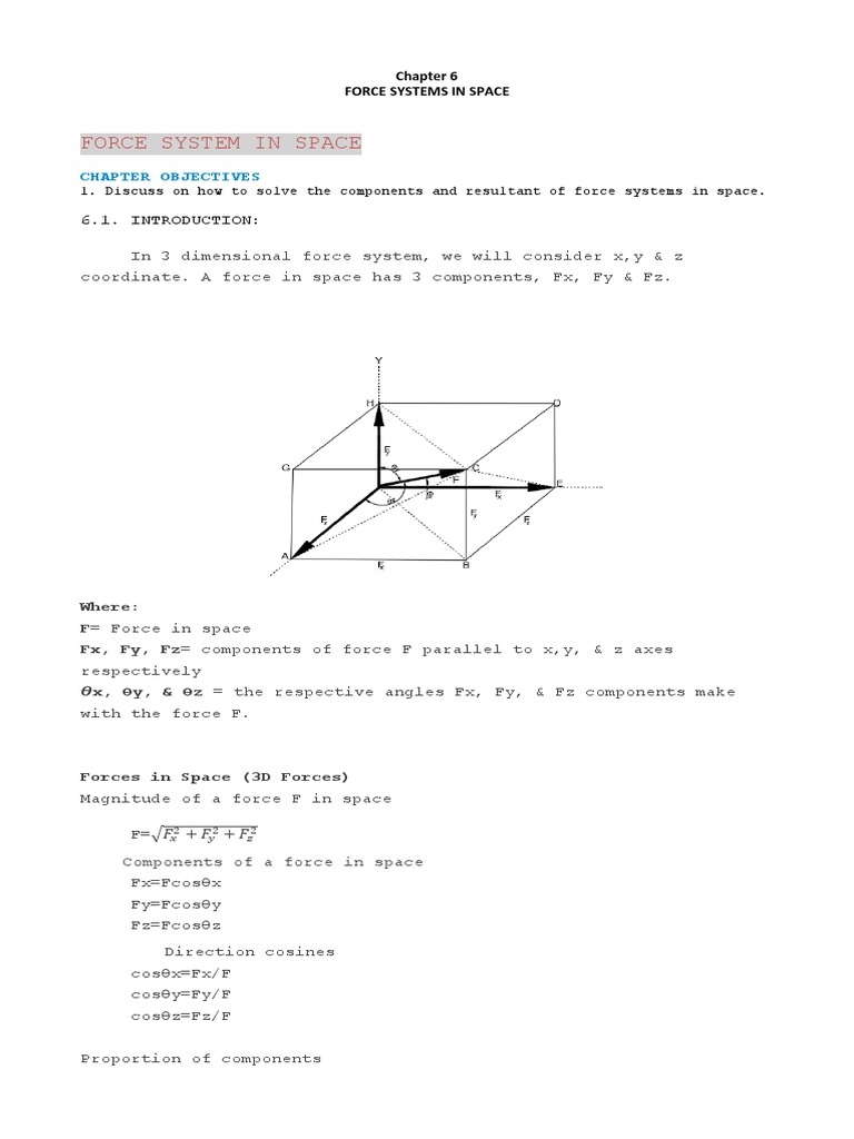 Chapter 6 Force Systems In Space Download Free Pdf Euclidean Vector
