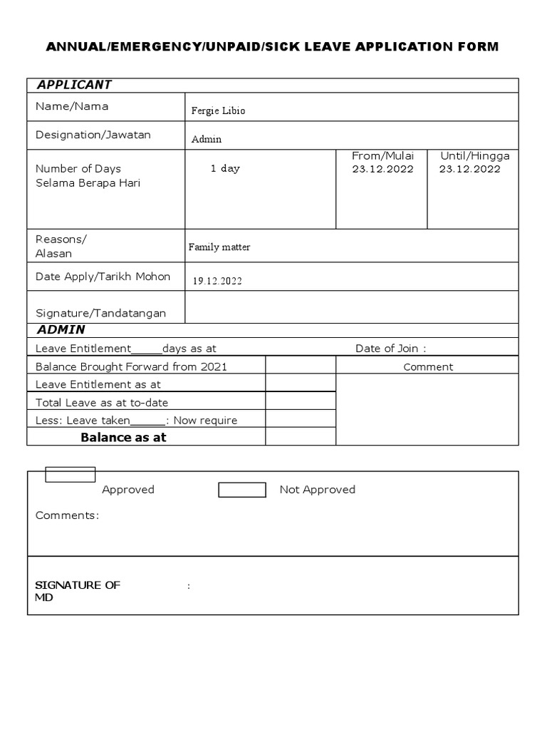 Annual Leave Form PDF