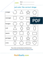 Identify Shapes Worksheet - Color the Correct Shape