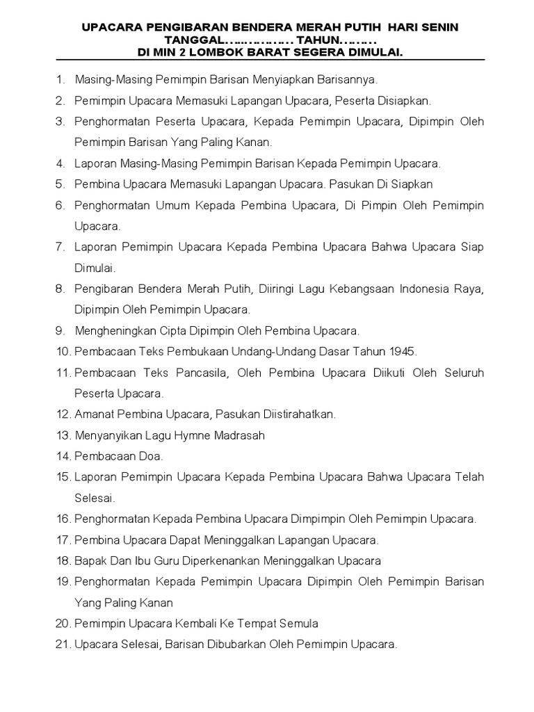 Teks Upacara Uud 45 Pancasila Doa Dan Ac Bar PDF