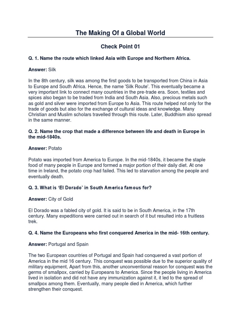 Making Of A Global World Mcq