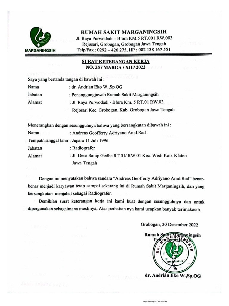 Surat Keterangan Kerja | PDF