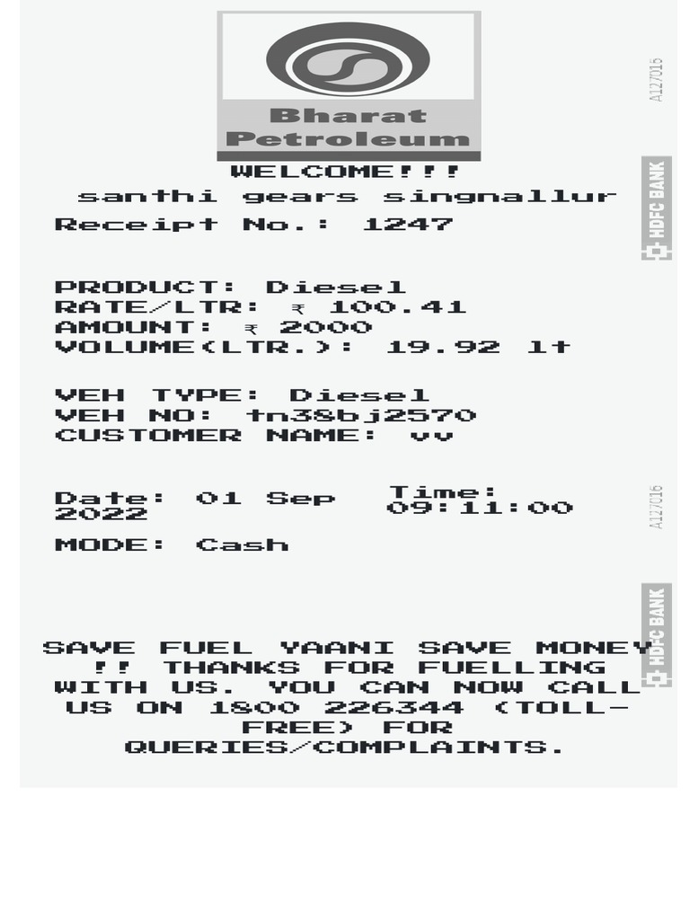 Fuel Bill Template 3 | PDF