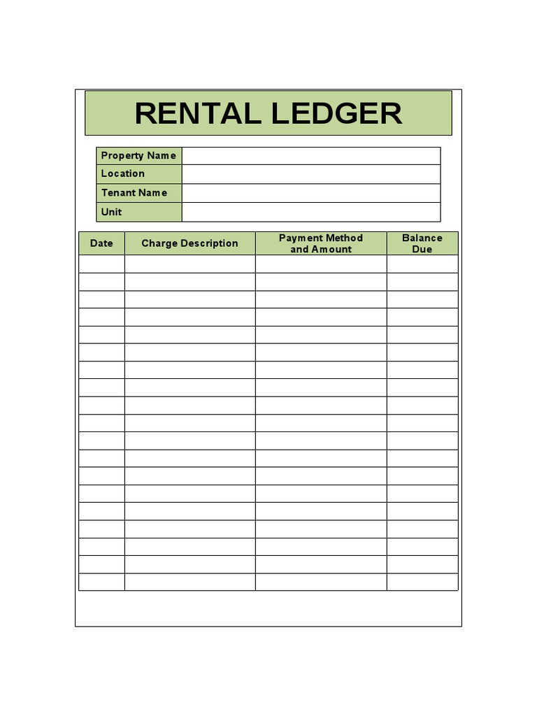 Rental Ledger Sample Template | PDF
