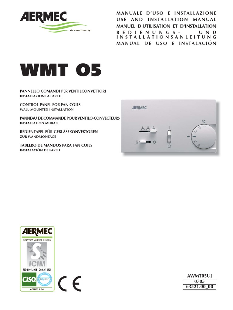 Manuel d'utilisation du thermostat Aermec | PDF | Ventilation ...