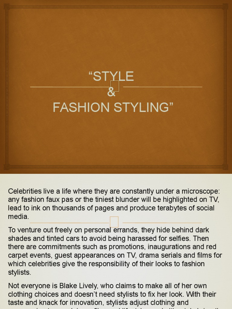 Fashion Style Fashion Styling PDF Fashion Clothing