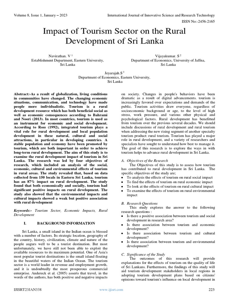 Economic Impact of Tourism in Sri Lanka | PDF | Multicollinearity ...
