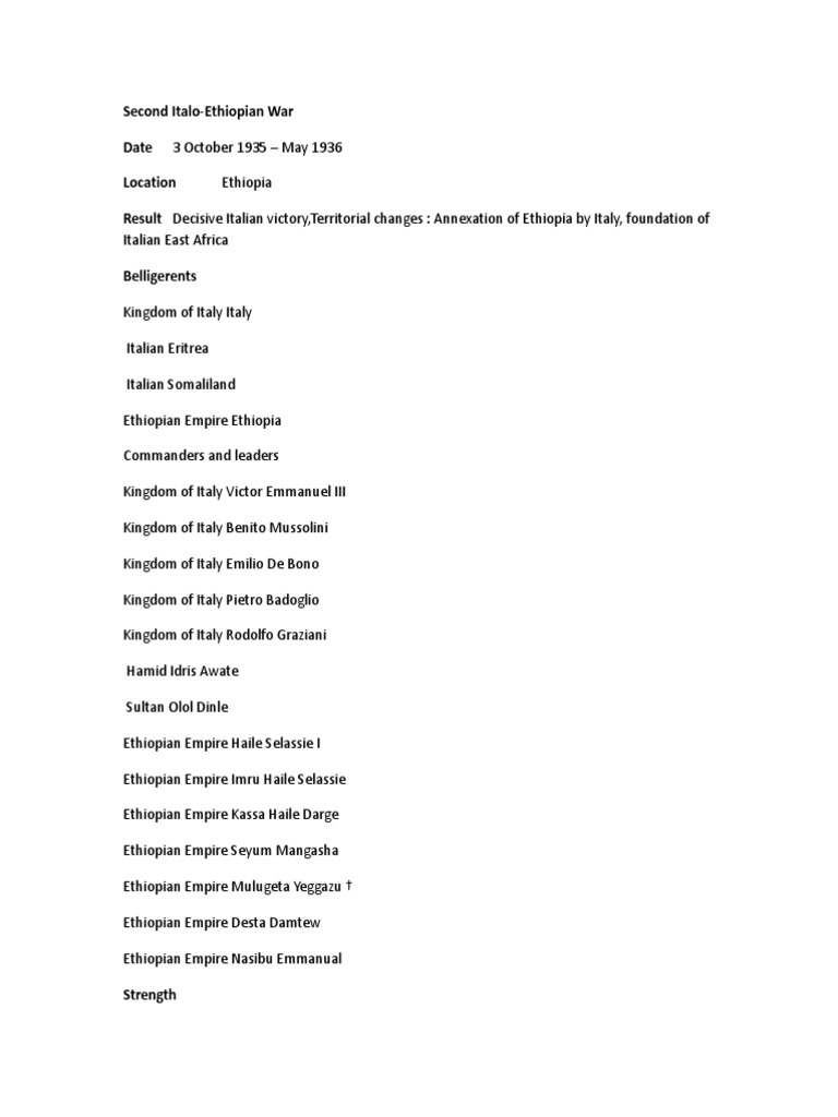 Second Italo-Ethiopian War | PDF | Military | Horn Of Africa